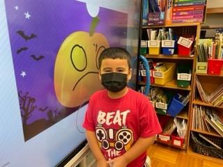 Student with Interactive Flat Panel